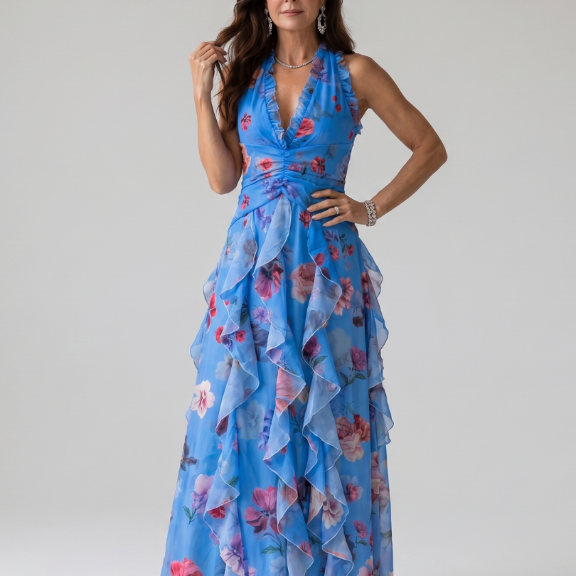 Nori | Halterneck Floral Maxi  Kleita