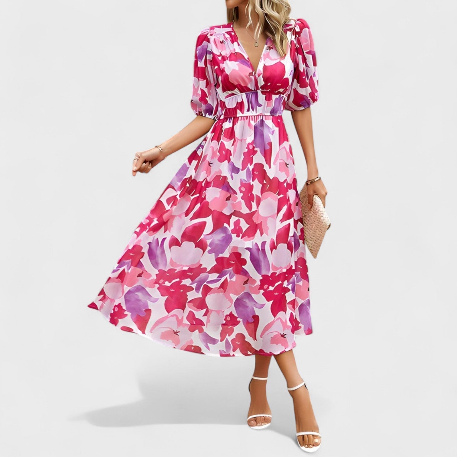 Clara | Eleganta ziedu midi kleita