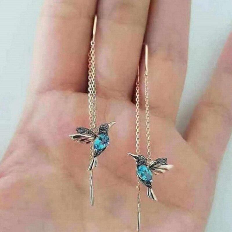 Kolibri | Eleganti auskari ar spārniem - emalja un kristāli